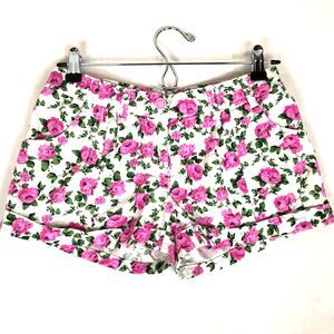 Shorts Rose Floral Pink White Size 4